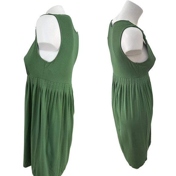 Ann taylor loft summer dress babydoll v-neck sleeveless green casual - Picture 4 of 6